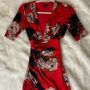 Black & Red Floral Dress by Guess